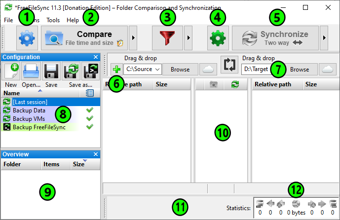 Ventana principal de FreeFileSync