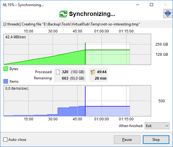 Interface de progression